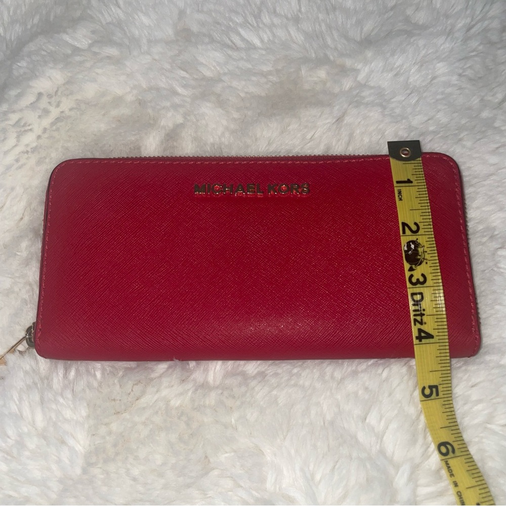 Red saffiano leather Continental wallet large Michael Kors wallet - Picture 7 of 16